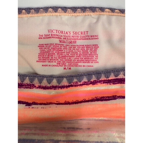 Victorias Secret Swim Bikini Set Halter Top Seashell Tassel Size Medium Striped - Picture 6 of 13